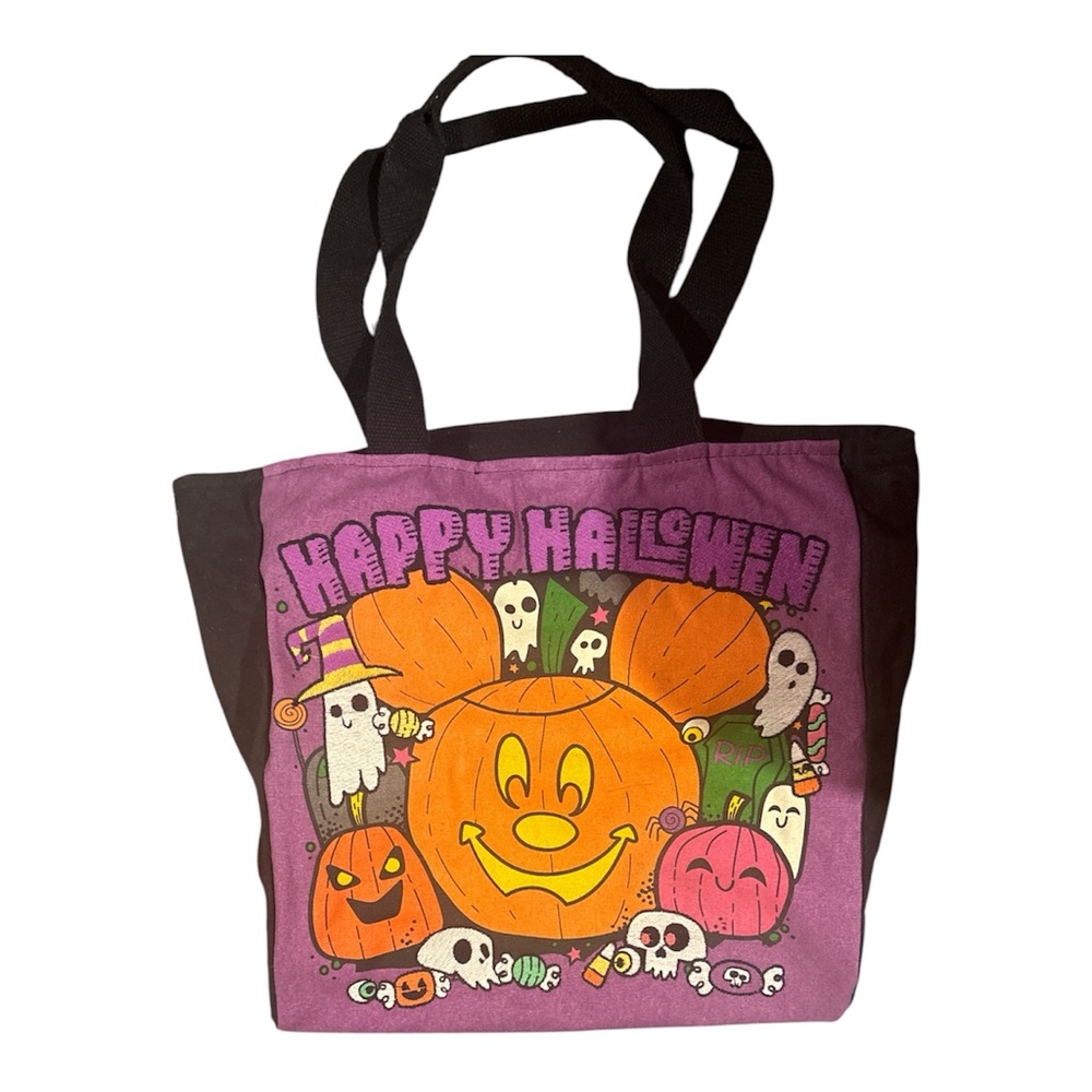 Disney Happy Halloween Pumpkin Graphic Tote Bag - Purple & Black
